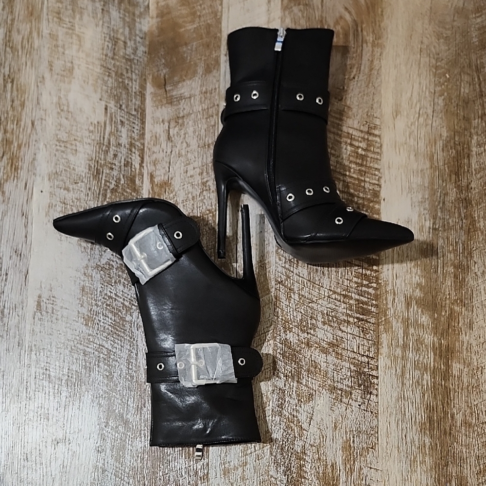 Black Leather Ankle Boots - Picture 5 of 10